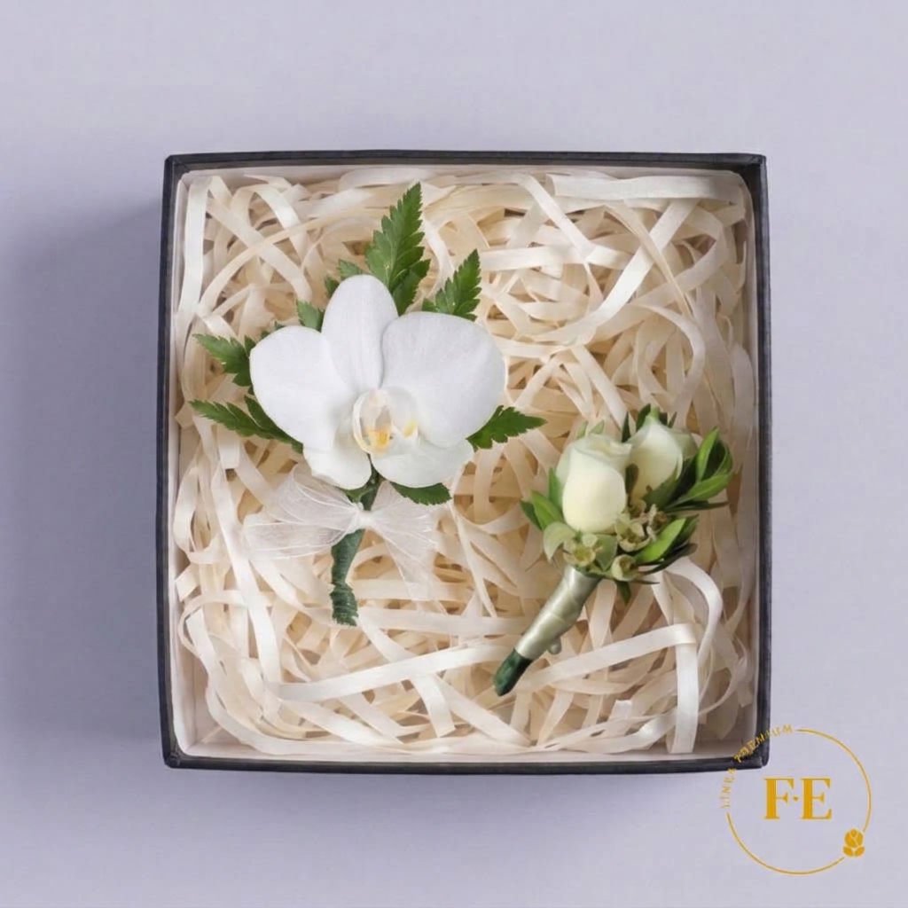 I - Pack 1 Corsage de orquídea pecho + Boutonier de orquídea pecho