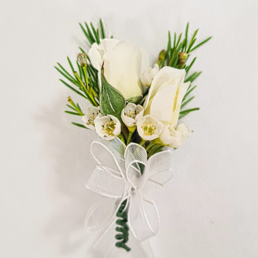 E - Corsage / Boutonier para pecho de Mini Rosas Blancas