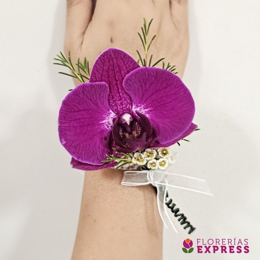 L - Corsage para mano de Orquídea Morada